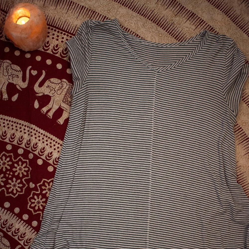 Target girls' black and white striped v-neck shirt